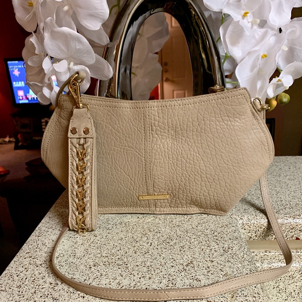 Vince Camuto Tan Leather Wristlet/Shoulder Bag